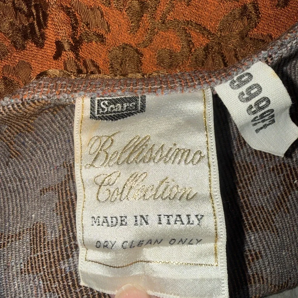 Vintage MCM Orange Brown Coverlet Bedspread Sears Bellissimo Italy Full Fringe